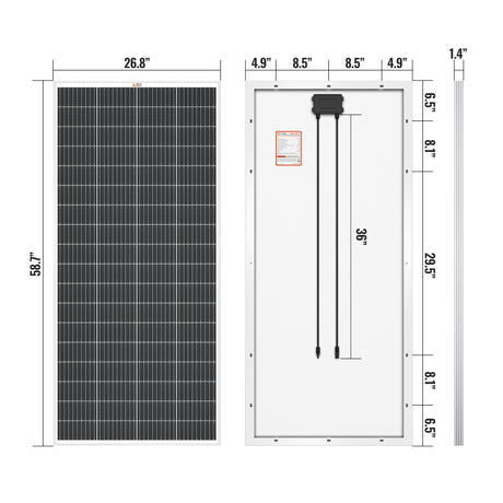 MEGA 200 MAX | 200 Watt 24 Volt Solar Panel | Premium 24V Off-Grid Solar Panel for RVs, Trailers, Cabins | 25-Year Output Warranty | UL Certified