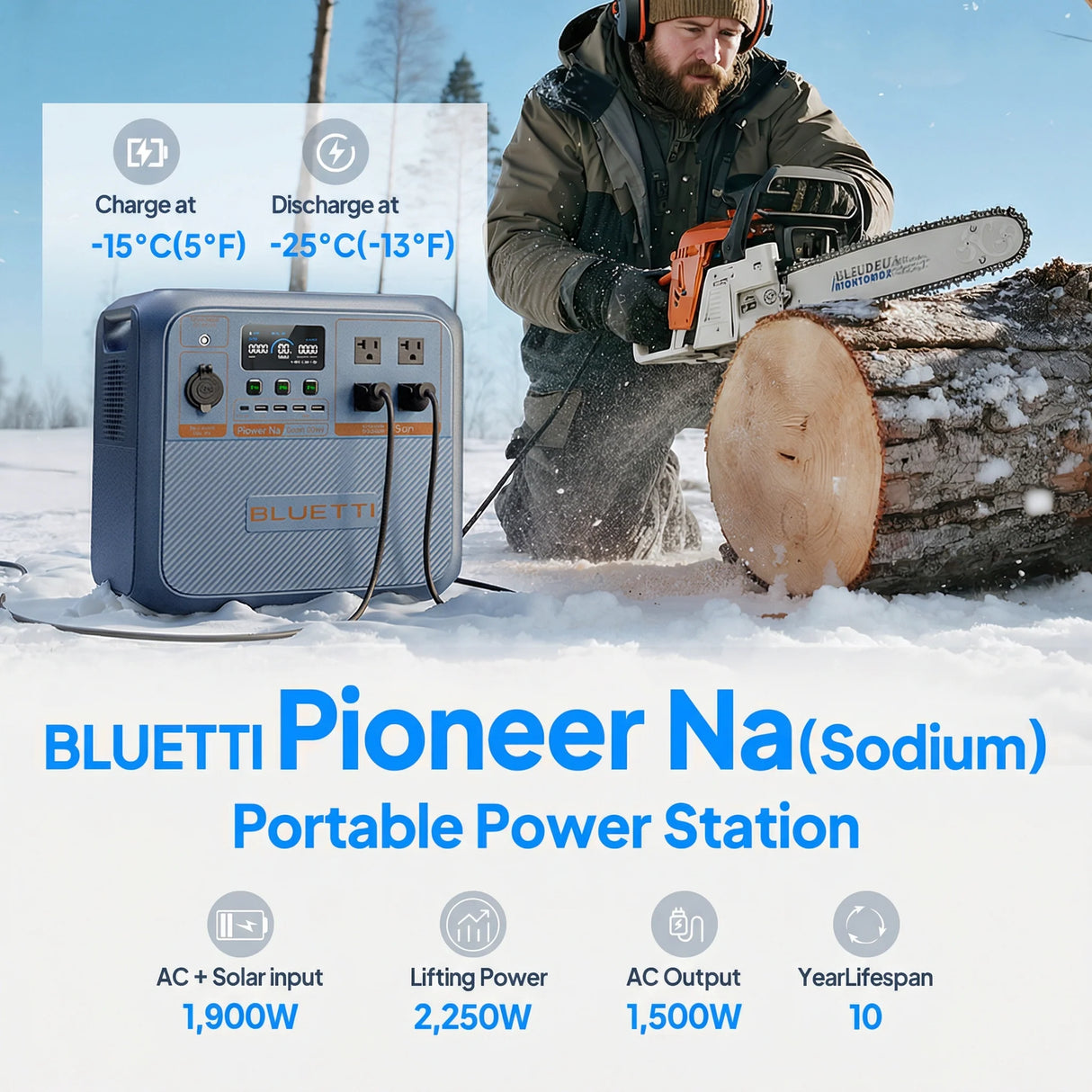 BLUETTI Pioneer Na (Sodium) Portable Power Station | 1,500W (900Wh)