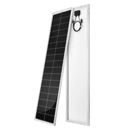 MEGA 130 SLIM | 130 Watt Slim Solar Panel | Compact 12V Narrow Panel for Vans, Campers, Boats | UL Certified