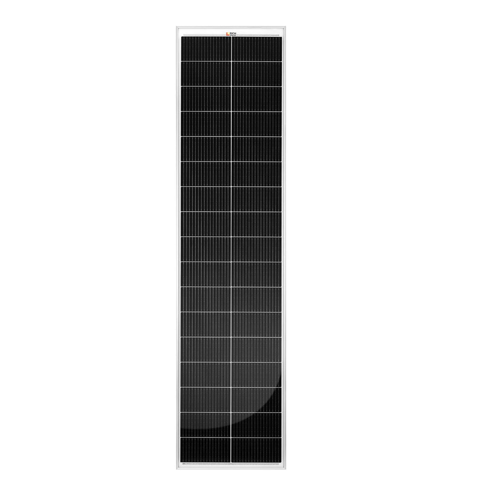 MEGA 130 SLIM | 130 Watt Slim Solar Panel | Compact 12V Narrow Panel for Vans, Campers, Boats | UL Certified