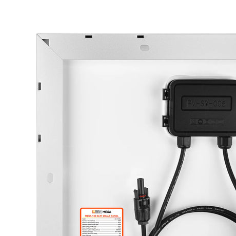 MEGA 130 SLIM | 130 Watt Slim Solar Panel | Compact 12V Narrow Panel for Vans, Campers, Boats | UL Certified