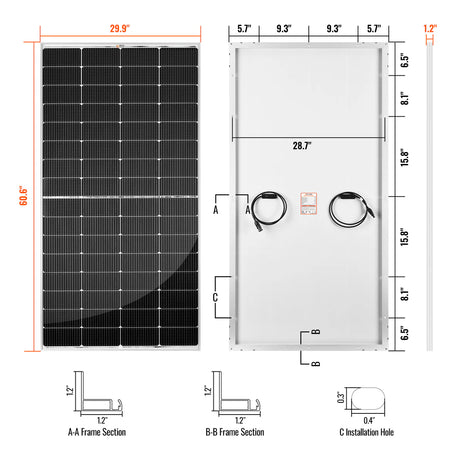 MEGA 250 | 250 Watt Solar Panel | Premier 12V Off-Grid Solar Panel for RVs, Vans, Boats | 25-Year Output Warranty